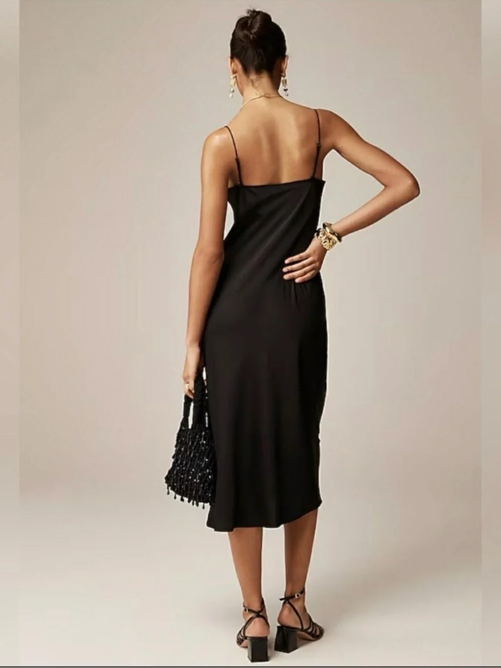 J. Crew Gwyneth Black Slip Midi Dress - Picture 3 of 5
